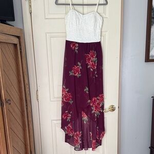 Lily Rose Burgundy Floral High Low Dress